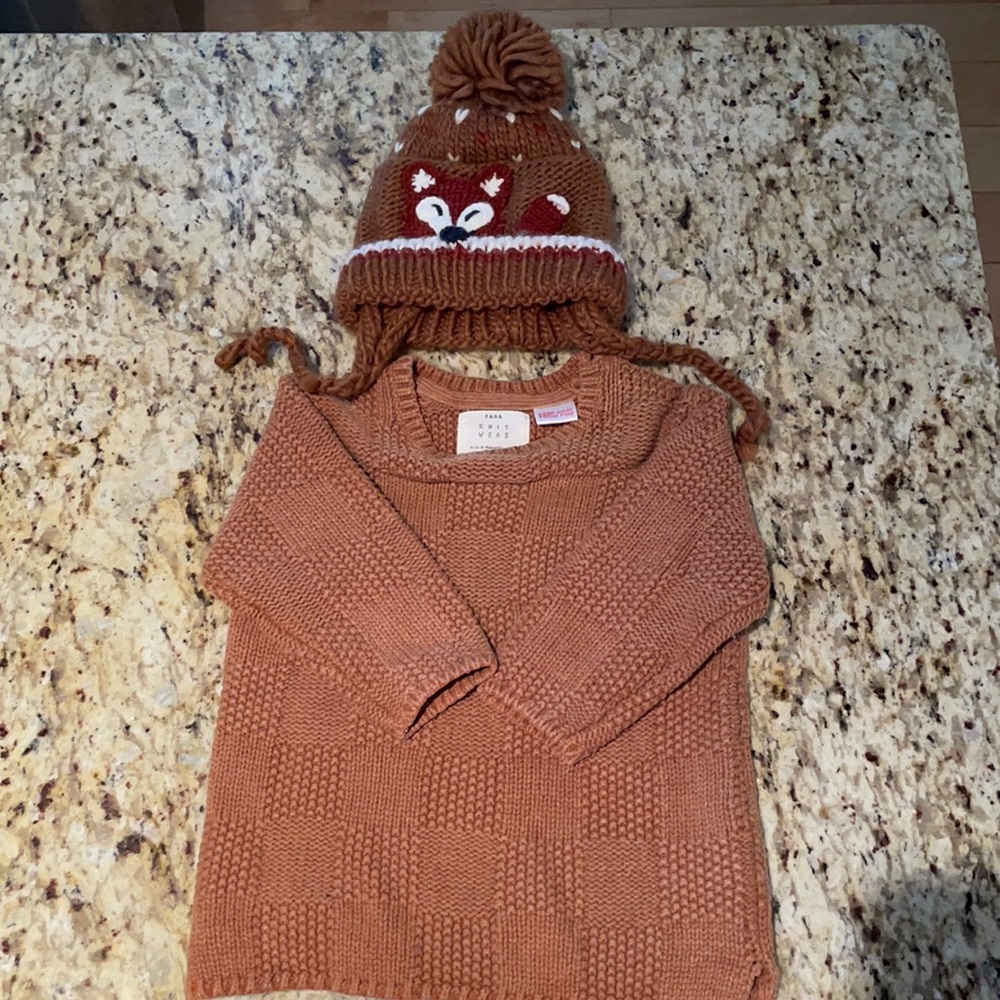 Zara baby boy sweater and hat set